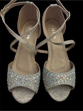 Link Rose Gold Glitter Crystal Strappy Heels